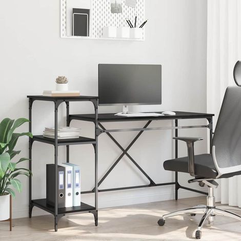 Desk Black Oak Engineered Wood 135 x 50 x 90 cm vidaXL (1/5)