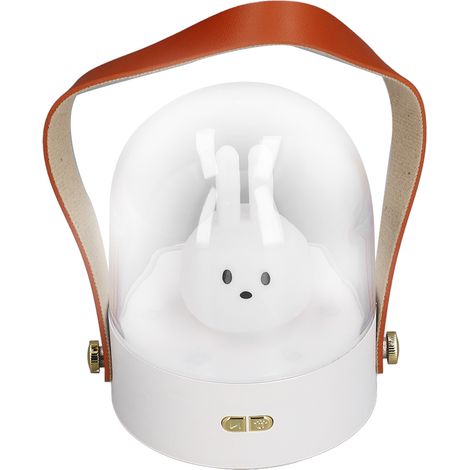Lapin lumineux nomade, veilleuse mélodique rechargeable USB, éclairage doux réglable 3 intensités, avec batterie intégrée, lampe de nuit portable pour enfant. (1/5)