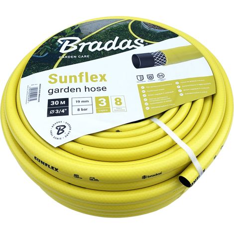 SUNFLEX Tuyau d'arrosage renforcé 3 couches PVC - Pression 8 bar -Ø19 mm (3/4") - 30 mètres