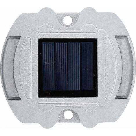 Bornes solaires de terrasse, argentées, en alliage d'aluminium, à LED, lumière verte pour allées, chemins et escaliers extérieurs. (1/5)