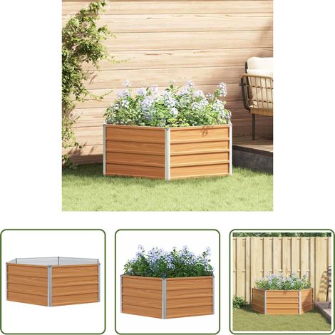 Hochbeet - Hochbeet im Garten Holzoptik 129 x 129 x 45 cm Verzinkter Stahl (1/5)