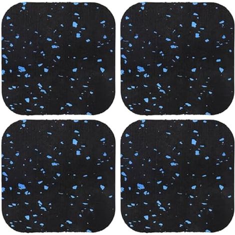 Tapis Antivibrations - Caoutchouc Haute Densité - Pour Tapis Roulant Vélo Stationnaire Rameur - Protection Sol Bois Carrelage Moquette - Lot de 4 (1/5)