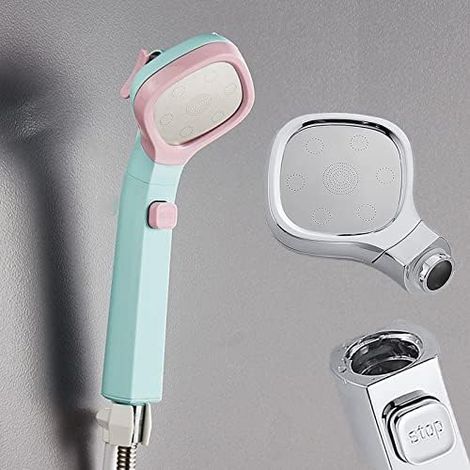 Premium Pressurized Shower Head, Hand Detachable Shower Sprayer with 4 Modes Premium Bathroom (1 PCS, Pink)