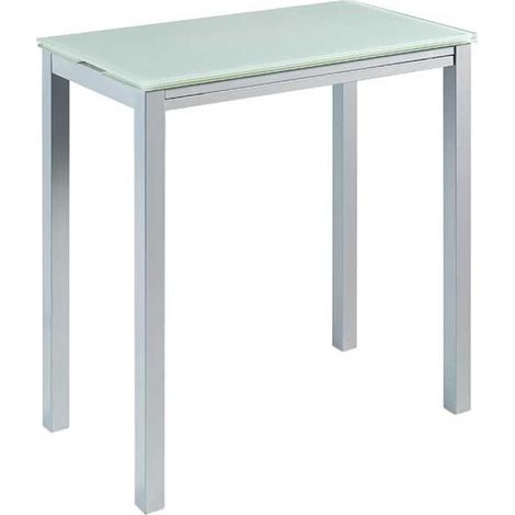 Mesa extensible alta Laia acabado cristal blanco, 95 (alto) x 95 (largo) x 55/95 ancho (1/2)