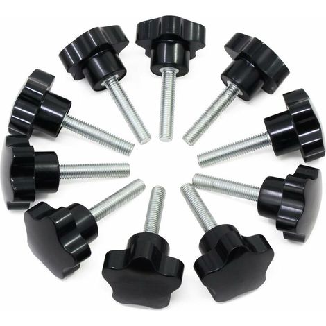 M8x40 Filettatura Femmina Dado Maniglia di Serraggio, Manopole a Forma di Stella Manopole a Vite in Plastica Nera Manopola di Serraggio per Attrezzatura Meccanica (1/5)