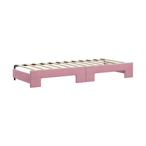 Lit de jour avec tiroirs, 80 × 200 cm, matelas en velours rose, velours doux et confortable, rangement pratique intégré, pour chambre, décor moderne, facile à assembler (1/5)