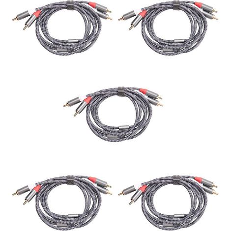 Câble stéréo RCA à 5 brins, [6 pi/1,8 m, double blindage plaqué or] 2 RCA mâle vers 2 RCA mâle, compatible avec les systèmes de cinéma maison. (1/5)