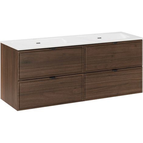 Lavabo doble 120 cm Elias Madera oscura (1/4)