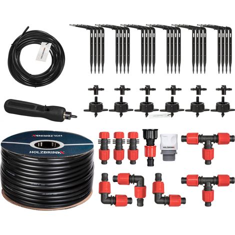 HOLZBRINK Start Set Gewächshaus Bewässerung Bewässerungssystem inkl. 50 m LDPE Verlegerohr 16 mm, 6x Tropfer 4l/h, HTB-10-S-50
