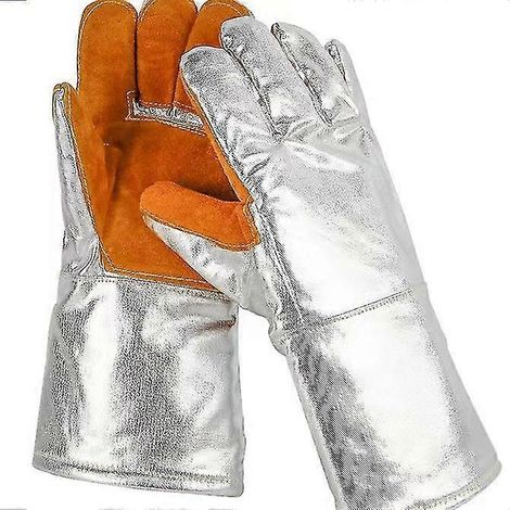 Gants résistants aux hautes températures (1000 degrés), ignifugés, anti-brûlures, isolants thermiques, résistants à la fusion de l'aluminium (1/4)