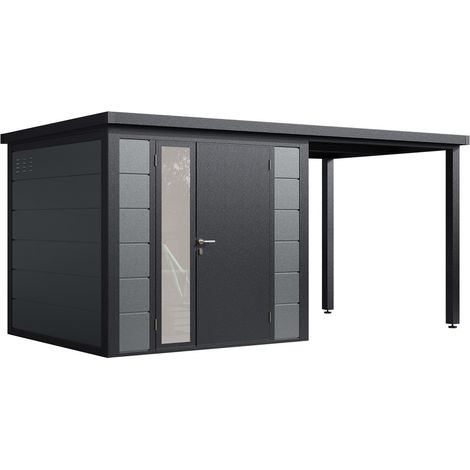 Finnhaus Wolff Metall-Gerätehaus "Linnea 4623", felsgrau, 450 x 230 cm (1/5)
