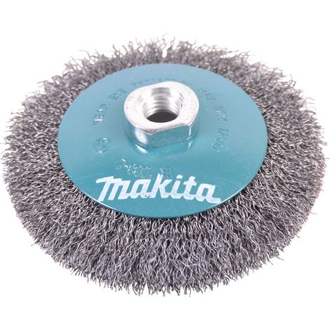 Makita – Brosse conique à fils acier ondulés 115 mm pour meuleuses M14 – Nettoyage et façonnage métal – D39849