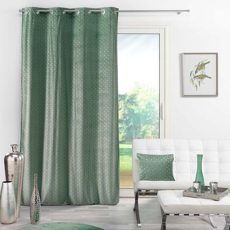 Rideau tamisant en velours print or Kaki 140x240 cm (1/3)