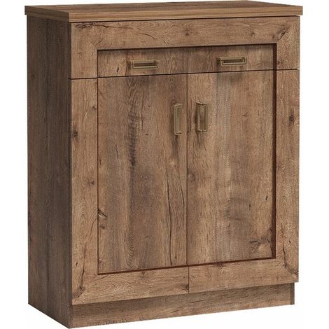Cómoda Lircava 101, Roble de lefkada, Con cajones y puertas, Número de cajones: 1, 110x90x44cm