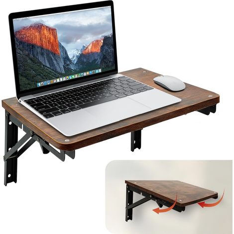Étagère Murale Rabattable en Bois pour Petits espaces, Étagère Flottante Pliable pour Bureau, Salon, Chambre à Coucher, Cuisine, buanderie, Tablette Murale avec Console Pliante,42x30cm (1/5)