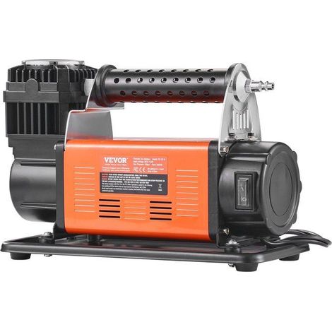 Compresseur d'air portable 12 V - 200 L/min - 10,3 bar - 3 adaptateurs de buse - Manomètre mécanique (1/5)