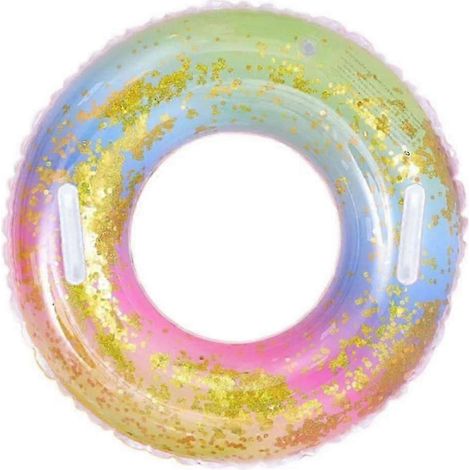 Bouée gonflable transparente à paillettes pour piscine, idéale pour l'été un accessoire flottant conçu pour les activités nautiques récréatives.-AquaForge (1/5)