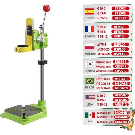 Support de perceuse à colonne, hauteur réglable, angle de 0 à 90 degrés, compatible avec les perceuses de 35 mm à 43 mm, construction en métal, design léger (1/5)