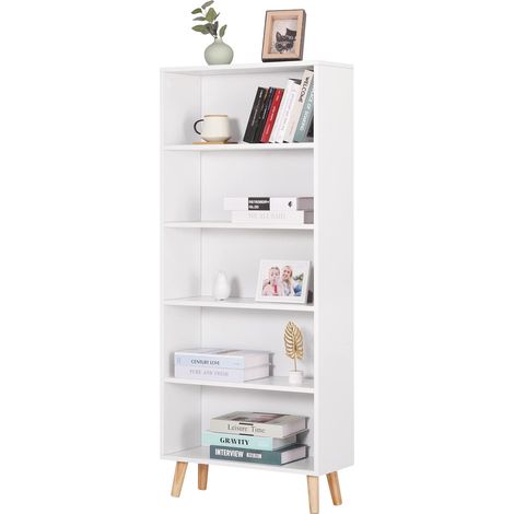 WOLTU Librería moderna de hormigón 5 estantes autoportante salón oficina Blanco