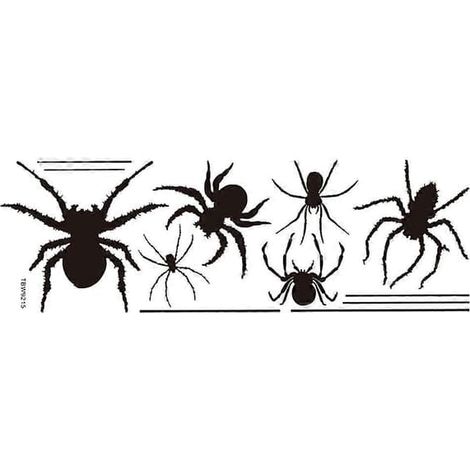Stickers muraux araignée Halloween noirs 98 x 35 cm, autocollants, 1 feuille - lingling Noir 98,00 x 35,00 x 0,05 cm (1/3)