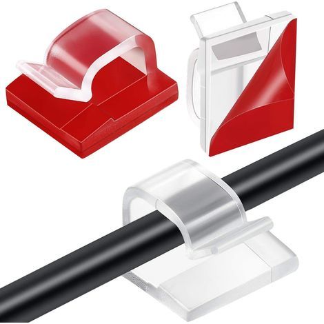 Lot de 100 mini clips de câble d'extérieur avec ruban adhésif - Pour guirlandes lumineuses - Petits, transparents (1/5)
