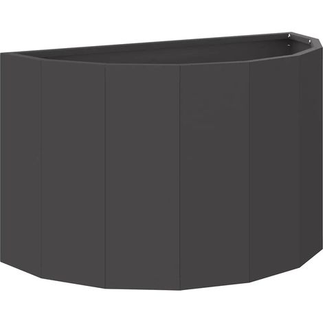 Jardinière demi-ronde moderne design extérieur 60 x 30 x 35 cm en acier noir (1/5)