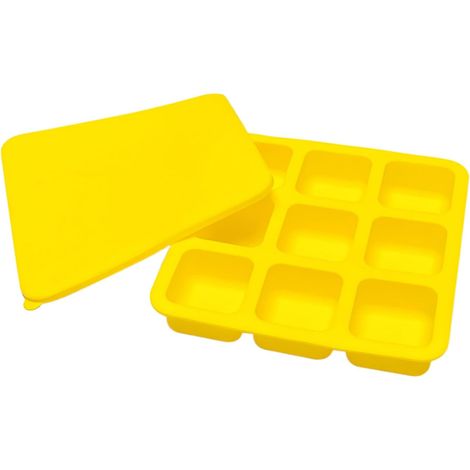 Bac à glaçons pour congélateur – avec couvercle 9 cavités en silicone réutilisable – Récipient à glaçons pour cocktails, whisky, café, fêtes, bar, camping, chocolat, bonbons, fruits (1/5)