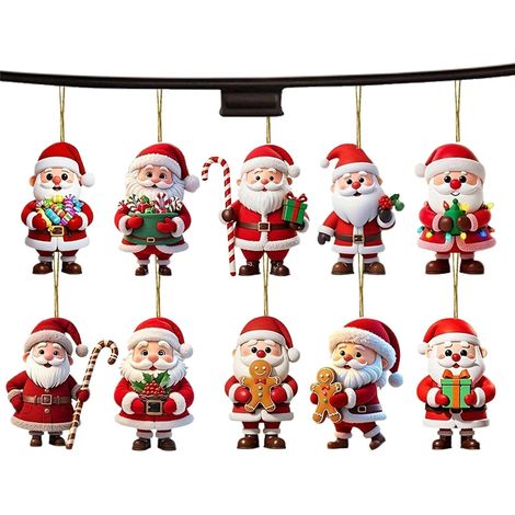 Décorations De Père Noël 20-Pièces 2D Pendentif en Bois Vintage Décorations De Père Noël Pour , Femmes, Hommes, Maison, Fête, Intérieur, Salon, Fenêtre Et (1/5)