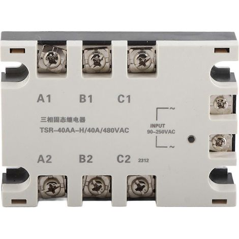 3-phasiges 40-A-Wechselstrom-Halbleiterrelais (SSR), Eingang 90–250 V AC, Last 24–480 V AC, TSR-40AA H