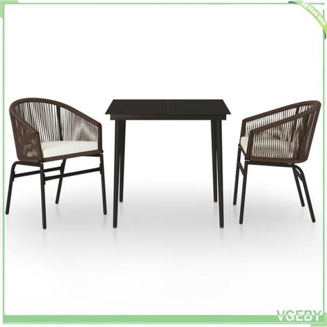 Ensemble à manger de jardin - FAFEICY - 3099245 - Rotin PVC anti-UV - Coussins amovibles - Table verre 80x80 cm (1/5)