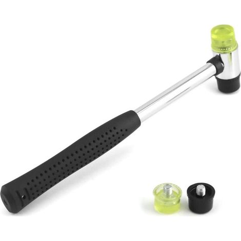 Marteau en caoutchouc Maillet 25 mm avec poignée antidérapante et 2 têtes de rechange – idéal pour bijoux, cuir et bricolage (1/5)