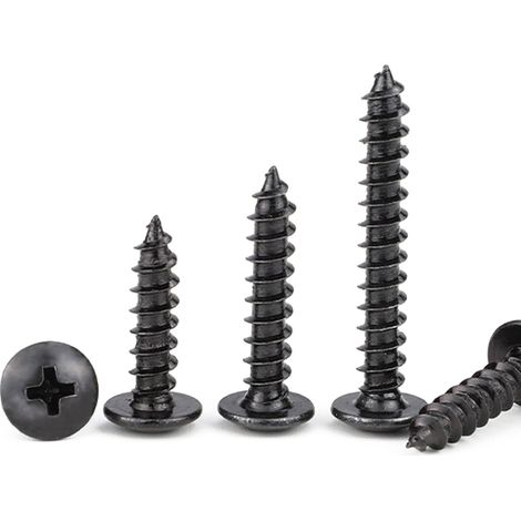 20 pièces M5x35 mm Vis à Bois Tête Ronde Autotaraudeuses, Vis a Tête de Champignon Cruciforme, Entièrement Filetée Acier Carbone Fixations Noire, pour Travail Bois (1/5)