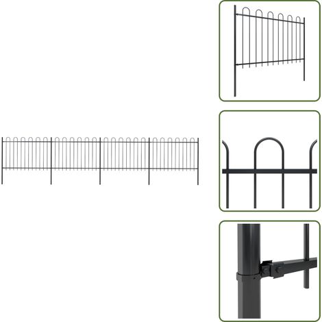 Recinzione per giardino - vidaXL Recinzione da Giardino con Parte Superiore ad Anello in Acciaio 714,5x120 cm Nero - Recinzione per casa