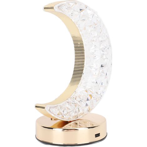 Lampe de chevet en forme de lune cristalline, sans fil, rechargeable, avec variateur d'intensité progressif et longue portée, 3 modes de couleur, veilleuse pour chambre d'enfant (1/5)