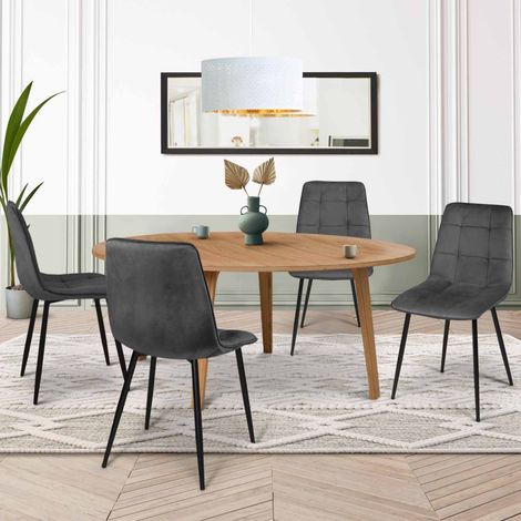 Lote de 4 sillas de comedor de terciopelo gris oscuro MILA (1/5)