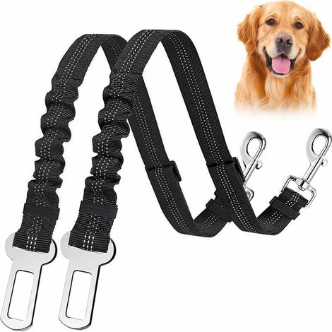 Dog Car Belt, 2 Pcs Elastic Nylon Dog Car Harness, Adjustable Dog Car Leash with Shock Absorption and Carabiner for Dogs and Cats