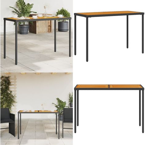 Tavolo Giardino Piano Legno Acacia Nero 115x54x74cm Polyrattan - Tavolo in legno acacia - Rattan sintetico