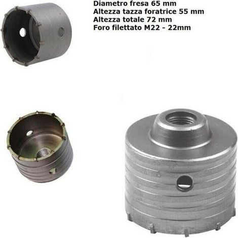 FRESA A TAZZA CAROTATRICE DA 65 MM PER MURI CALCESTRUZZO CEMENTO