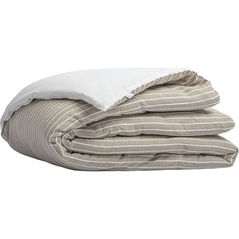 Chemin de lit 90x200cm coton tissage texturé coloris beige et blanc - TIMEA