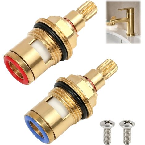 2 PCS Cartouches Céramiques Universelles Pour Robinet,Tête De Robinet Universelle,Tête En Laiton Et Céramique Avec Disques Antifuites,Shower Valve,Kit De Rechange Pour Cuisine Et Salle De Bain (1/5)