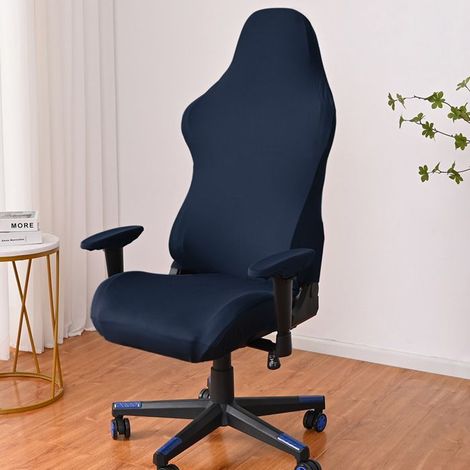 housse chaise gaming - housse fauteuil bureau 4 pièces/ensemble housse fauteuil gamer avec housses d\'accoudoirs bleu marine (1/4)