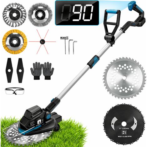 1200W Debroussailleuse à Batterie Electrique Brushless 16800 RPM, Coupe-Bordures Sans Fil avec 7 Types de Lames Ø250 mm Max, pour la Coupe de Jardin, Pelouse, Compat. Makita 18V(Sans batt.) (1/5)