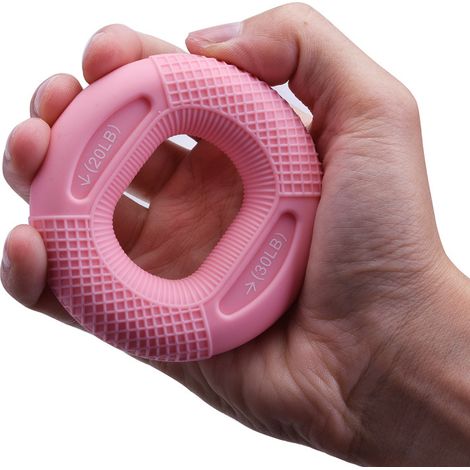 Anneau d'exercice pour doigts en silicone pour renforcer la force musculaire de la main et entraîner le poignet - Dispositif de fitness expandateur pour carpe, rose (1/5)