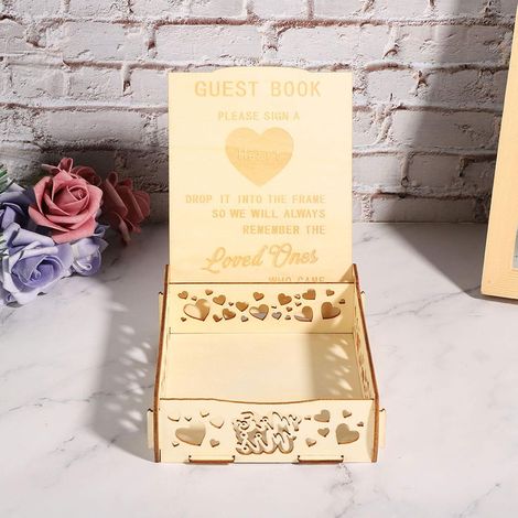 Boîte à Messages en Bois à Motif de Cœur, Porte-Carte de Mariage pour Décorations de Réception Romantiques (1/5)