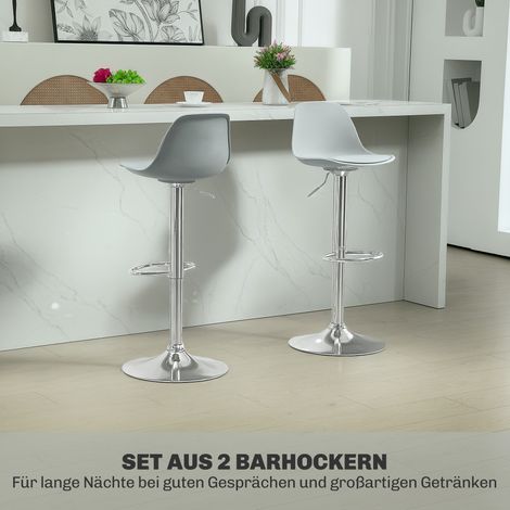 Lot de 2 tabourets de comptoir pivotants, hauteur ajustable, dossier intégré, capacité 120 kg, 42 x 41 x 82-104 cm, gris (1/4)