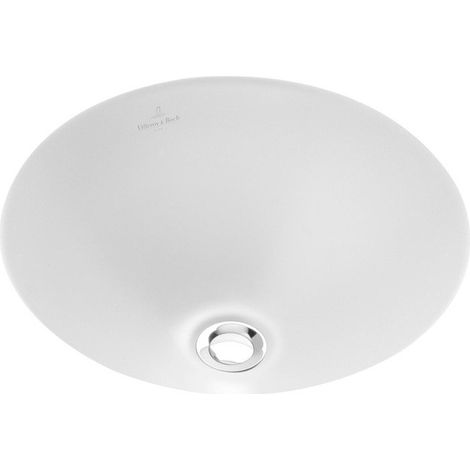 Loop & Friends, Lavabos bajo encimera, Diámetro: 280 mm, redondo, pared exterior esmaltada, sin plataforma para grifería, con rebosadero, Porcelánico sanitario Blanco