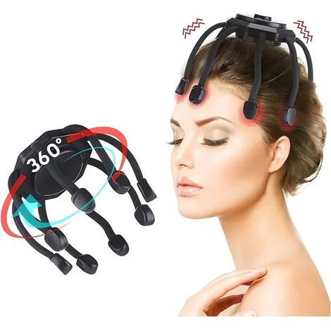 ®Rising FF Masseur de cuir chevelu rechargeable avec 8 points de contact vibrants, masseur de cuir chevelu ultra-portable