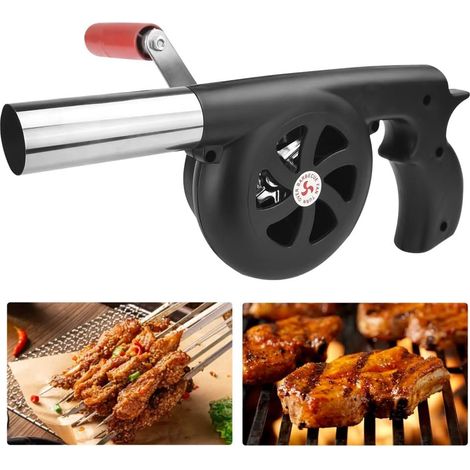 Souffleur d'air manuel pour barbecue - Allume-feu - Pour la cuisine en plein air - Portable - Démarreur rapide - Briquet de cuisson - Outil pour barbecue en plein air - Pique-nique (1/5)