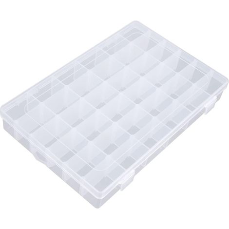 Plastic Organizer Box with Adjustable Dividers, Plastic Jewelry Box Locker Storage, Adjustable Storage Containers Box Necklace Storage Box Display Case, Transparent (1/5)