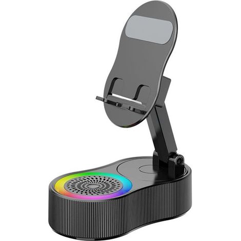 Support de téléphone de bureau amélioré, support portable RGB réglable avec microphone et haut-parleur pour comptoir ou table de chevet (1/5)